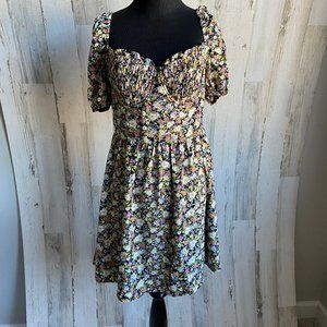 CLEARANCE! Storia Size Large Print Babydoll Dress Short Floral Print Puff Sleeve